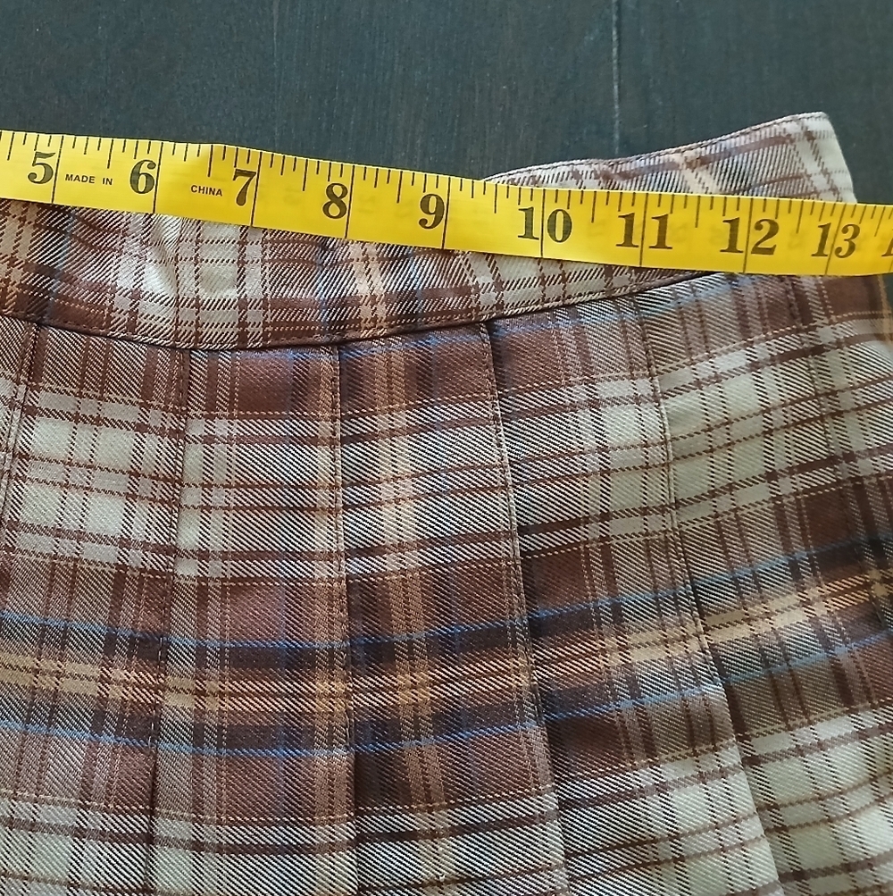 Vintage Plaid Pleated Mini Skirt/Skort Brown Size:Small Women's - Picture 2 of 7